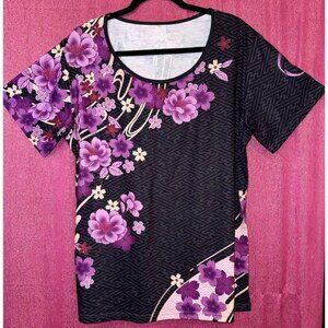 Sakura Cherry Blossom Shirt “Tsubaki” T-Shirt Ladies 2XL Black Pink Purple Red
